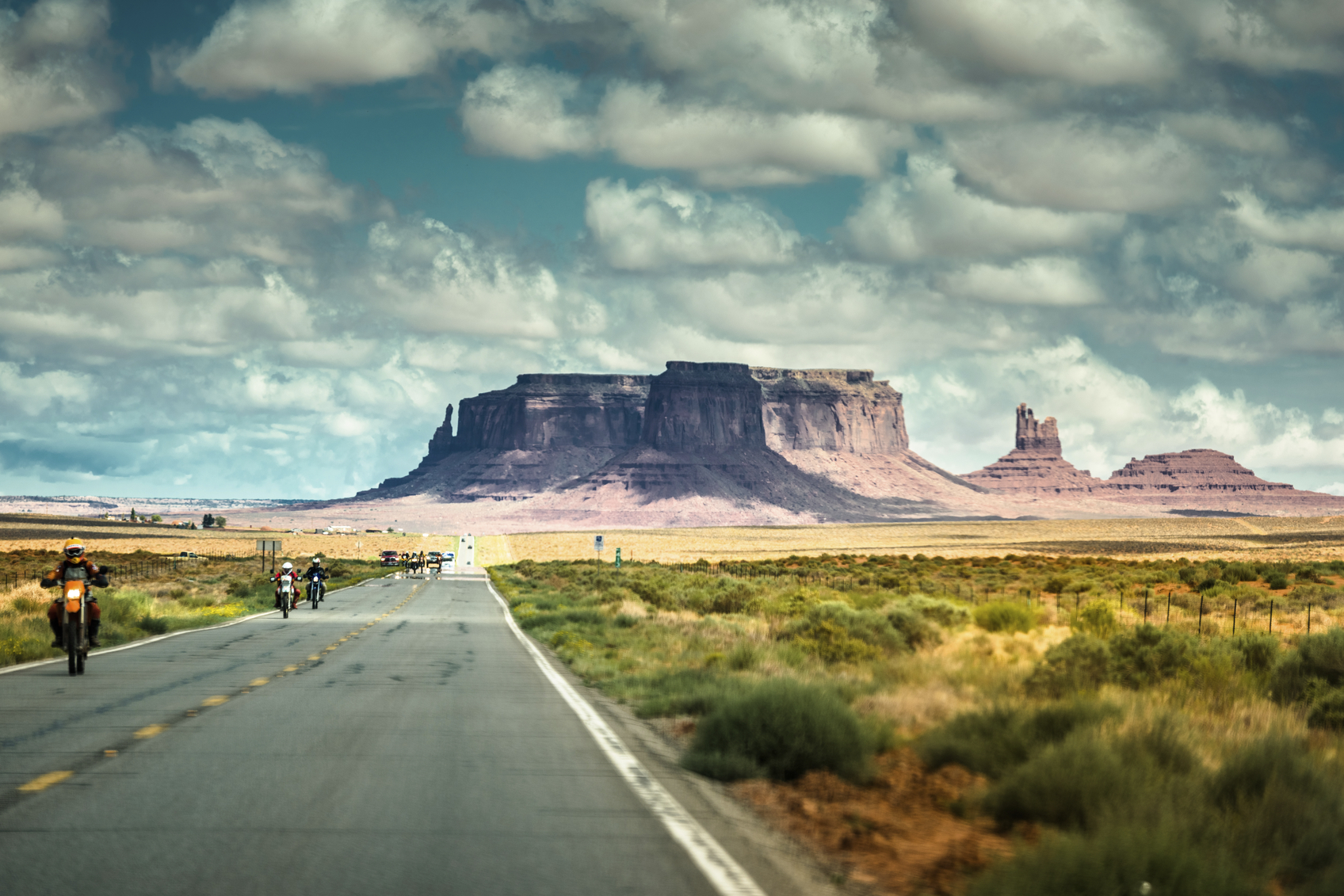 Motorcycles on open highway