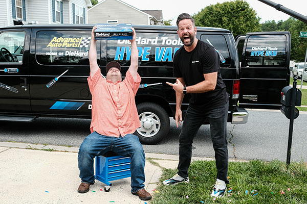 Two men excited about Die Hard Tools