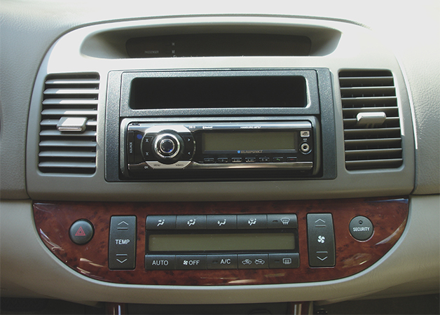 A Camry with an aftermarket head unit installed