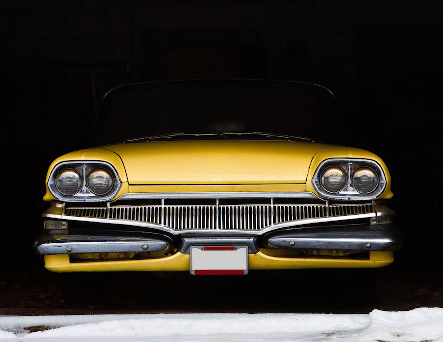 Classic car in a garage
