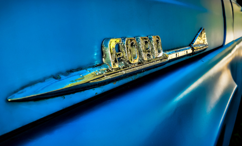 Classic Ford logo with blue paint