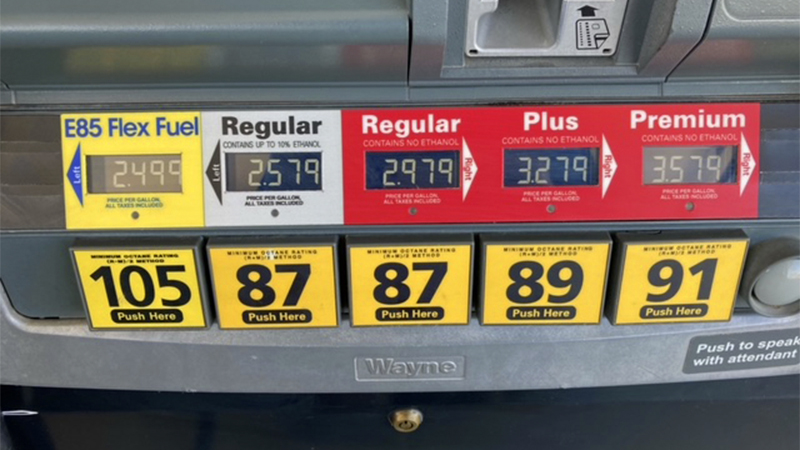 Fuel options at the stations, including E85 flex fuel