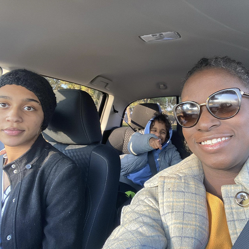 A family in a spacious truck