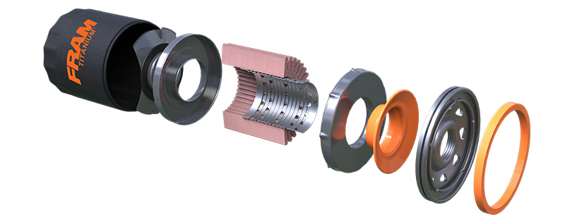exploded view of a FRAM Titanium oil filter