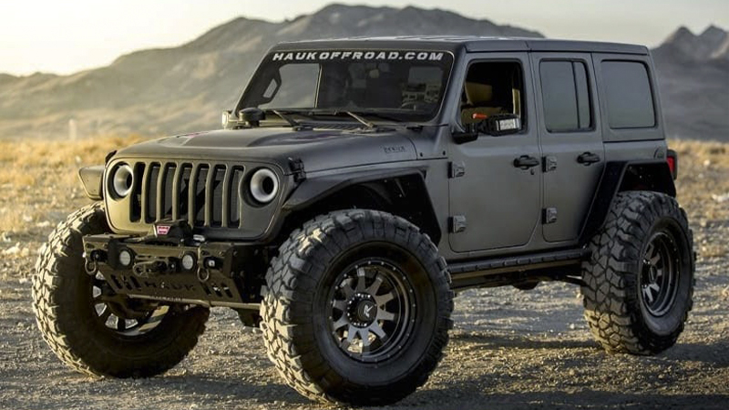 Hauk Machines custom flex fuel Jeep outdoors at 2019 SEMA