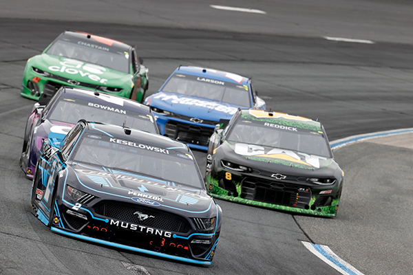 NASCAR cars on track