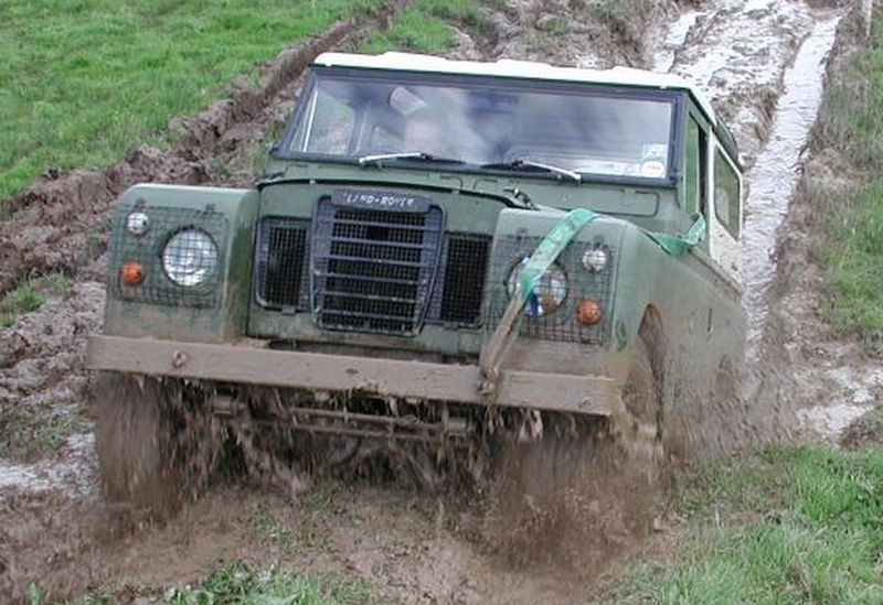 SUV driving in mud