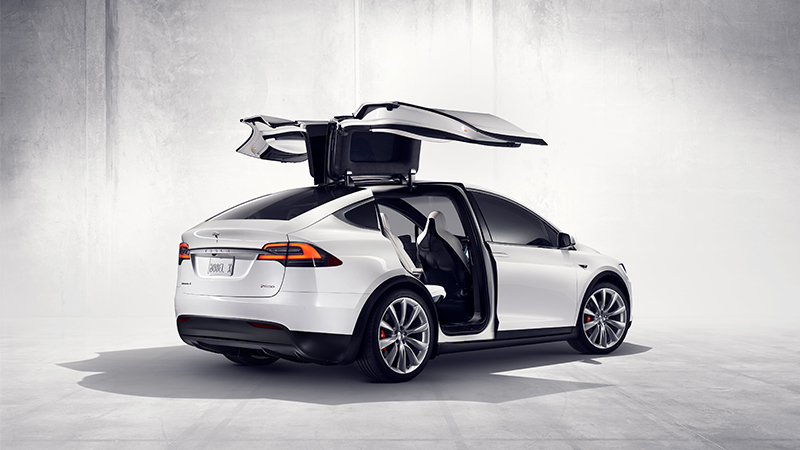Telsa Model X with doors raised