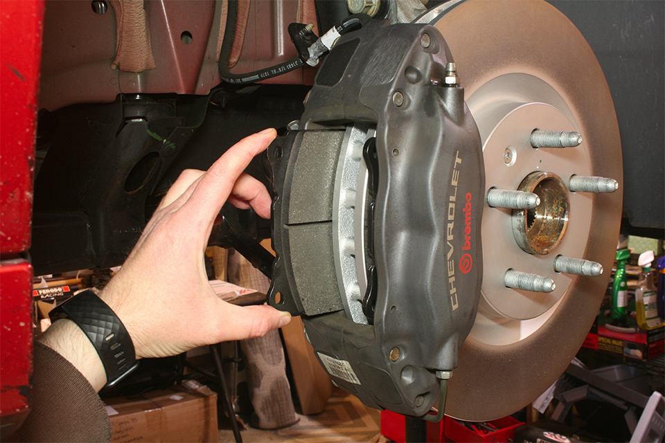 sliding in new brake pad