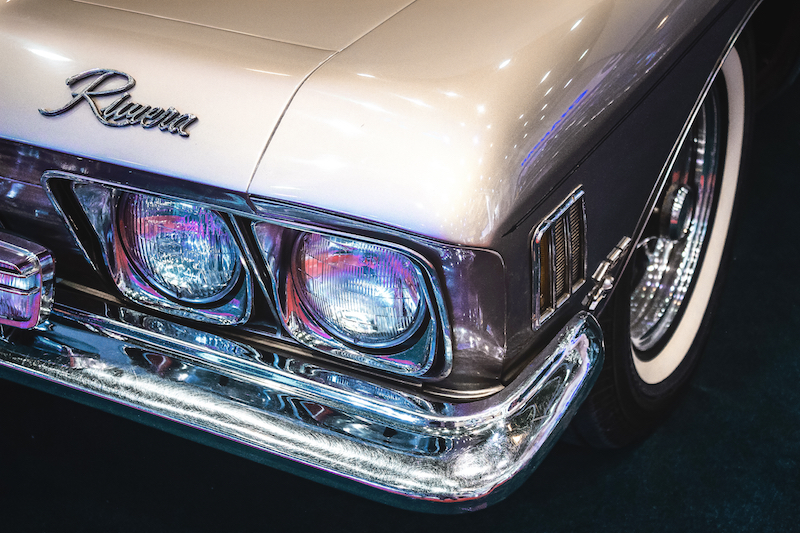 Classic car headlight and wheel