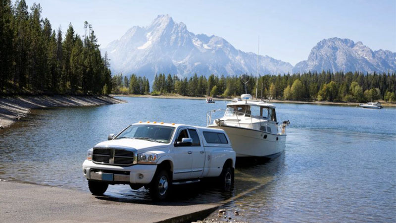 truck towing a boat out of water