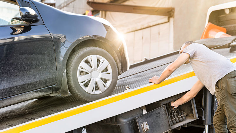 Car being towed