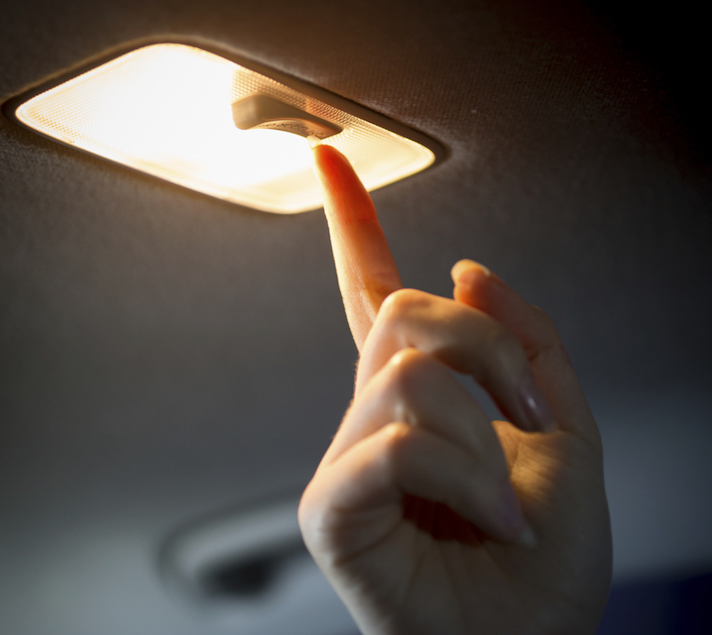 hand pressing dome light