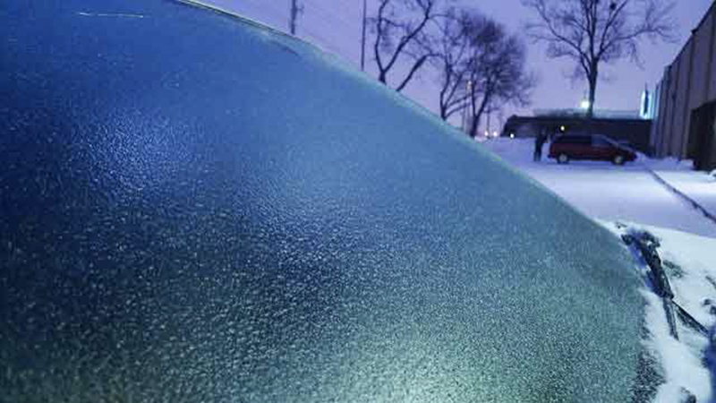 a frozen windshield