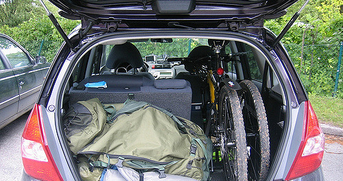 Car with hatchback open