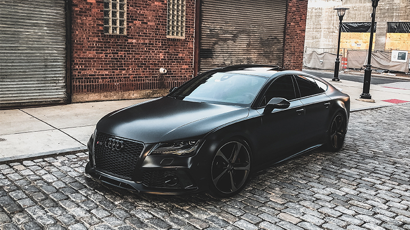 matte black wrapped vehicle