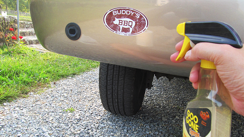 using Goo Gone to remove a sticker