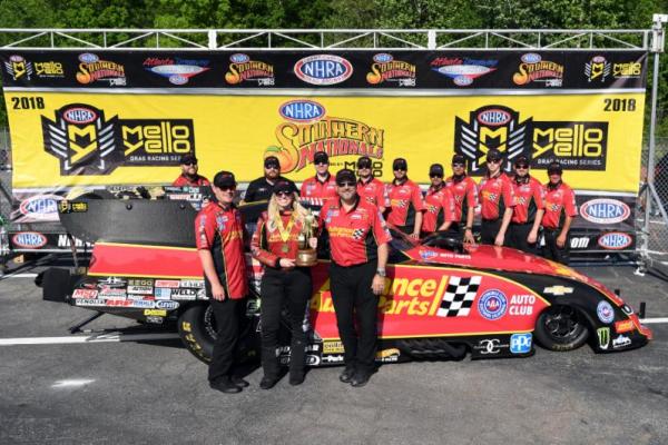 Courtney Force with Funny Car and Crew