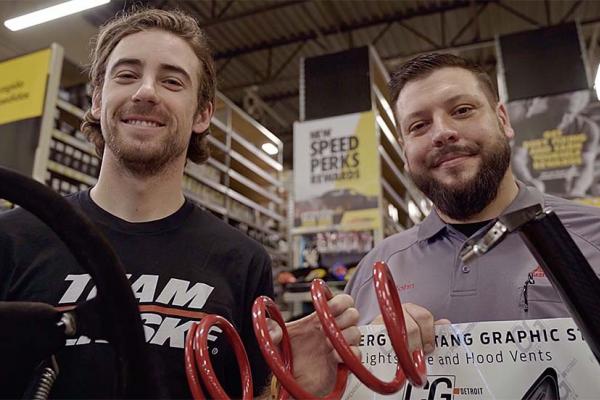 Ryan Blaney at Advance Auto Parts with Store Team Member