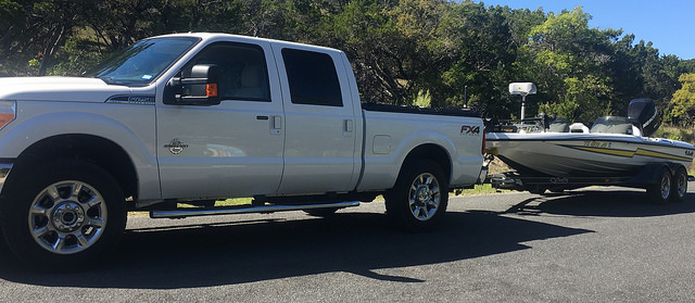 truck towing a boat