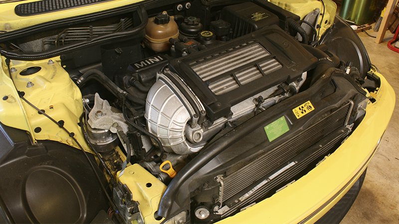 open hood of a MINI