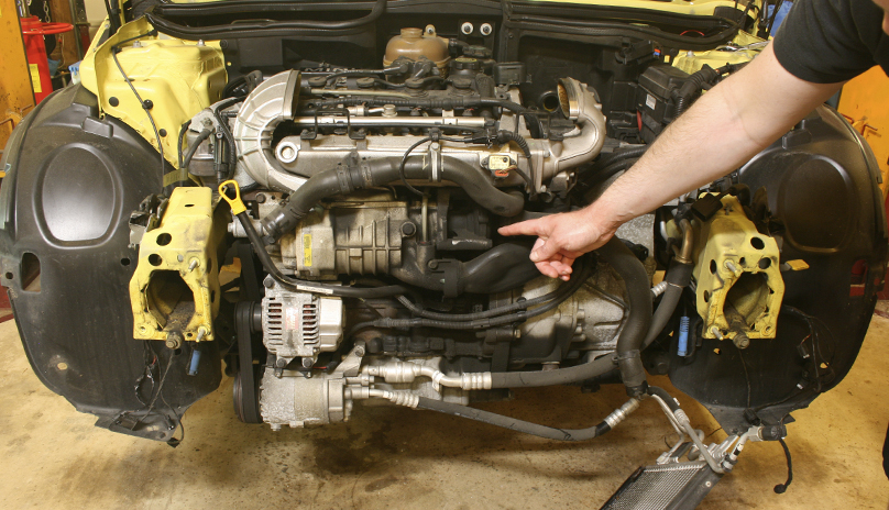 showing water pump location