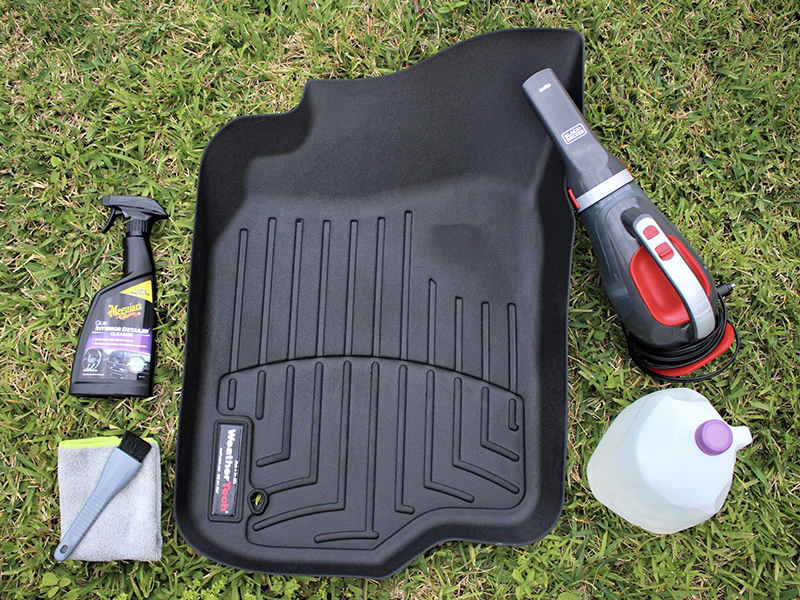 cleaning products with a WeatherTech mat