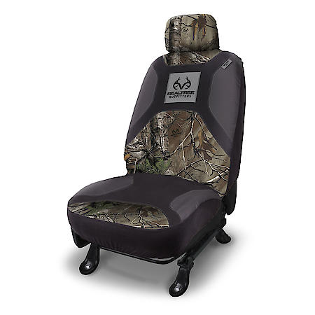 Seat Cover: Black & Camo, Polyester, Low Back, Universal, 1 Pk