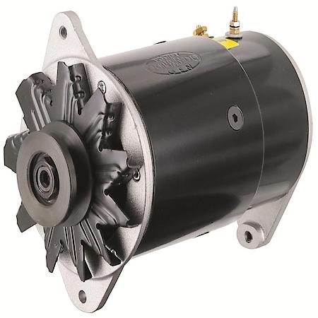 Alternator: 75 Amps Within Generator Style Case, 12V, 3/8" W Belt, Black