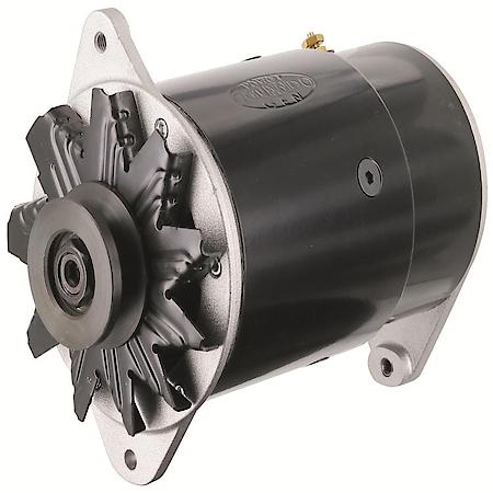 Alternator: 75 Amps Within Generator Style Case, 12V, 3/8" W Belt, Black