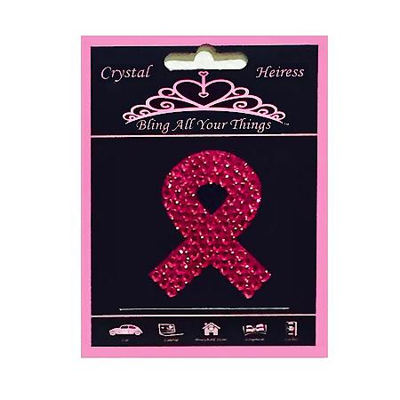 Rhinestone and Glitter Pink Ribbon Decal, 2.5"