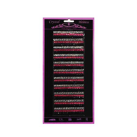Rhinestone Self-Adhering DIY Bling Strips, Silver, Pink, and Black 0.25 x 3.5", 30 Strips