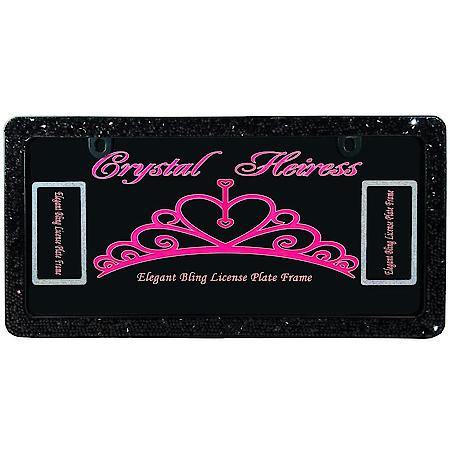 Black Crystal License Plate Frame: Chrome, Excludes Mounting Hardware