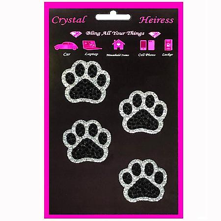 Paw Prints, Black and Silver, 4pc