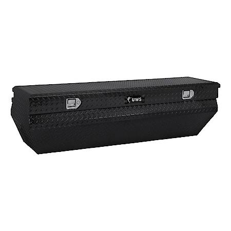 Wedge Angled Truck Storage Box, RigidCore Lid 62-Inch Gloss Black Heavy-Wall Aluminum