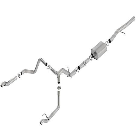 SS, 3.5"-2.75"Dia Pipe, Single Exhaust With Dual Exit, Split Rear Exit