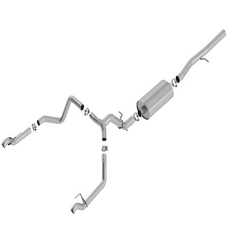 SS, 3.5"-2.75"Dia Pipe, Single Exhaust With Dual Exit, Split Rear Exit