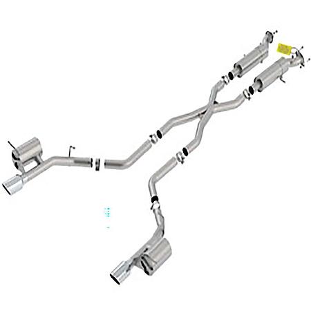SS, 2.75"Dia Pipe, Dual Exhaust With Dual Exit, Split Rear Exit, 4.5" Single Tip
