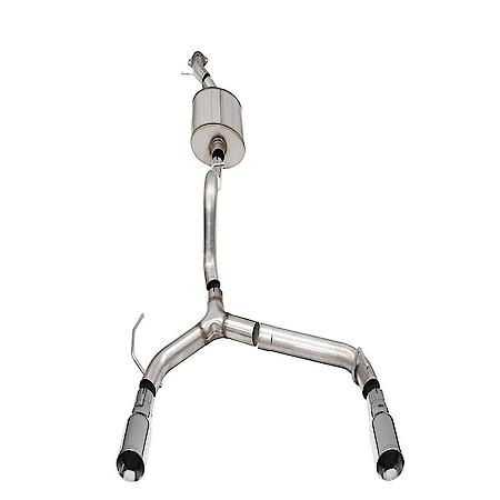 Exhaust System Kit: SS, 2.75" Dia. Pipe, Single Exhaust With Dual Rear Exit, 4" Straight Polished Tips