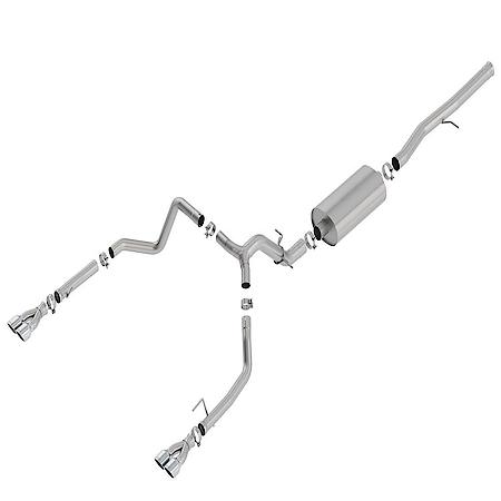 Stainless Steel, With Muffler, Single Exhaust With Quad Exit, Split Rear Exit