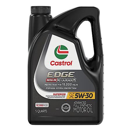 Edge High Mileage 5W-30 Full Synthetic Motor Oil, Reduces Leaks & Deposits, 5 Quart