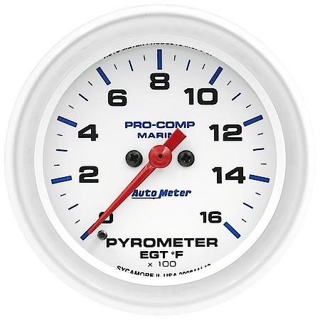 GAUGE; PYROMETER; 2 5/8in.; 0-1;600deg.F; MARINE WHITE