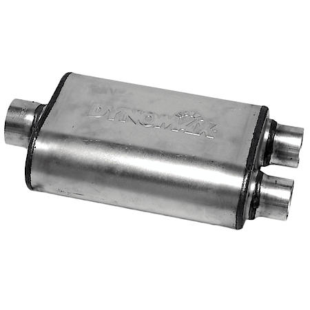 Ultra Flo Exhaust Muffler: Universal Fit, Stainless Steel, 14" L, 3" In, 2.5" Out, Oval