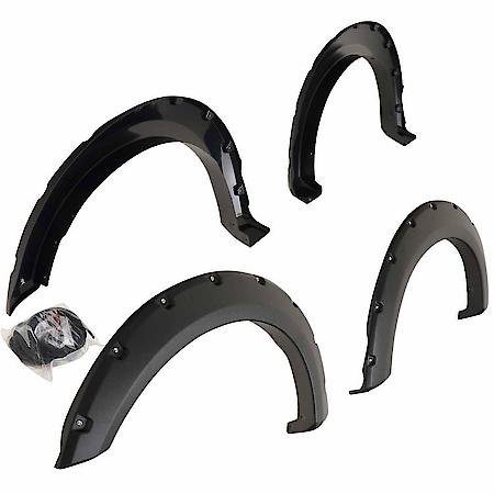 Bolt On Style, 2 Inch Tire Coverage, Textured Black, Abs Plastic, Set Of 4