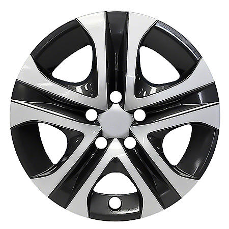 17" Wheel Cover: 5 Spoke, Black & Silver, High Impact Plastic, 4 Pack