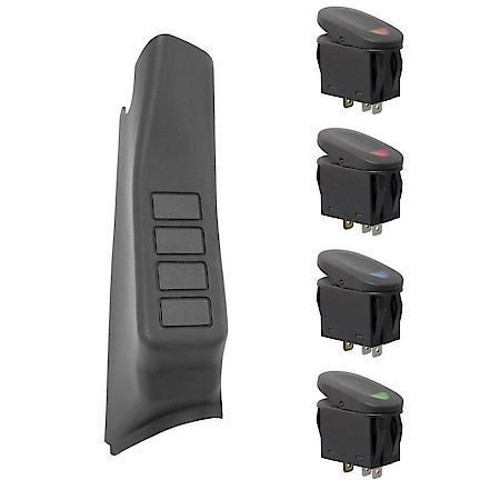 Switch Pod Kit; A-Pillar; 4 Switches; Black; RHD; 07-10 Wrangler JK