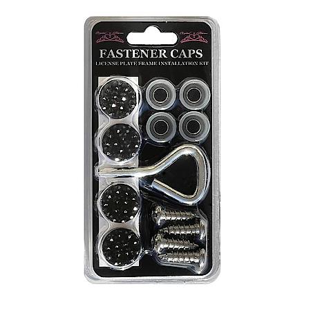 Black Bling Fastener Covers, Includes 4 Screws and Screwdriver