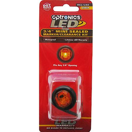 3/4" Round, Yellow LED, Mini Sealed Marker / Clearance Light Kit, Grommet Mount, Hard Wired Connection