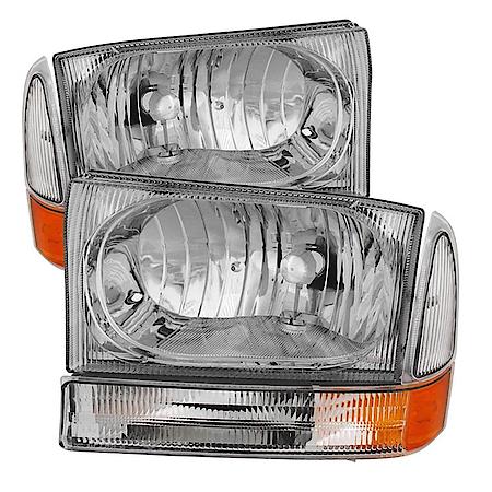 (Oe) Ford F250 F350 F450 Superduty Excursion 99-04 Crystal Headlights With Bumper
