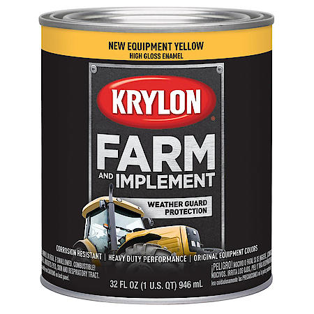 Krylon, Farm & Implement Brush-On, High Gloss, New Equipment Yellow, 1-qt